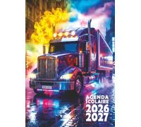 Agenda scolaire 2026 2027: Camion - Une page par jour en petit format 12x17 cm pour les élèves de CM1, CM2, collège et lycée fans de poids-lourds