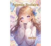 Agenda scolaire 2026-2027: Fille Kawaii | Journalier (Deux jour page par jour) | 15*23 cm | Format standard |Septembre 2026 - juillet 2027