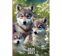 Agenda Scolaire 2026 2027 Loup: Garçons et filles, 1 jour par page A5, organiseur journalier pour étudiant primaire, collège, lycée