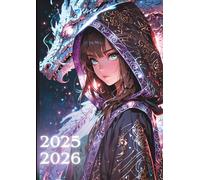 Agenda Scolaire Anime: Fille Manga Sorcière | JOURNALIER - UNE PAGE PAR JOUR, 12x17 cm | Ecole Primaire, College, Lycée, Ado | 6eme 5eme 4eme 3eme | ... à juillet | Fantasy Dragon Mythologie