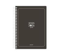 Agenda scolaire Antartik 25-26 à spirale essentials noir un jour par page A5 bilingue papier FSC 80 g.