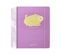 Agenda scolaire Antartik 25-26 à spirale Here and Now, violet, jour page A5, bilingue papier FSC, 80 g.