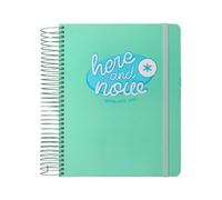 Agenda scolaire Antartik 25-26 spirale here and now turquoise 1 page A5 bilingue papier FSC 80 g 80 g.