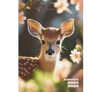 Agenda Scolaire Biche: Journalier, Un Jour par Page | 12x17cm, Format Standard, Léger | Ecole Primaire, CP, CE1, CE2, CM1, CM2, Collège, 6eme, 5eme, ... Ado | Cerf, faon, Bébé, Animaux, Mignon