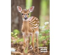 Agenda Scolaire Biche: Journalier, Un Jour par Page | 12x17cm, Format Standard, Léger | Ecole Primaire, CP, CE1, CE2, CM1, CM2, Collège, 6eme, 5eme, ... Garçon, Ado | Cerf, Bébé, Animaux, Mignon