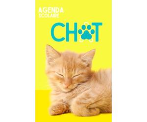 Agenda scolaire CHAT: Daté - Une page par jour pour noter ses devoirs - Petit Chat Tigré Chaton Bébé Animaux Mignon - Fille Garçon Jaune Bleu Turquoise Ado Adulte Animaux - Petit format A5