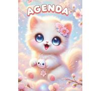 Agenda Scolaire Chat Kawaii: Journalier Une page par jour | format standard 12x17 cm | Avec des Coloriages Kawaii Cute | fille Ado Primaire, Collège | ... fleurs | Pour noter les devoirs | CP CE1 CE2