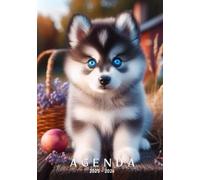 Agenda Scolaire: Chien Chiot Husky Bébé Animaux | Organisateur et Planificateur Journalier avec Heure | 1 Jour Par Page