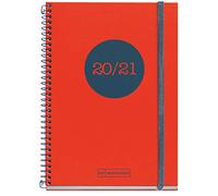 Agenda scolaire en polypropylène avec spirale 155x213 mm Jour de la page 2020 Classic Topo Miquelrius Rouge castillan