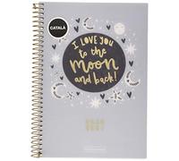 Agenda scolaire en polypropylène translucide + spirale 155 x 213 mm, vue hebdomadaire 2020 à la lune Miquelrius bleu catalan