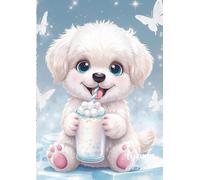 Agenda scolaire Fille Chien Kawaii: A COLORIER | Journalier, une Page par Jour | 12 x 17 cm | Ecole Elémentaire, Primaire (CP, ce1, ce2, cm1, cm2), ... Garçon, Ado | Mignon Chiot Kawaii Chibi