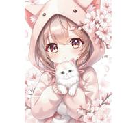 Agenda scolaire fille manga animé, chaton kawaii: Journalier (une page par jour) | 12x17 cm | Primaire, collège, lycée & étudiant | Enfant, Garçon & ... | chibi, sakura, cerisier en fleur du Japon