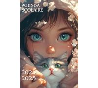 agenda scolaire fille primaire: journalier : 1 page par jour | Primaire, Collège, Lycée | CP CE1 CE2 CM1 CM2 6ème 5ème 4ème 3ème | Format A5 | 2024-25 ... vert | fille manga kawaii à capuche, chat