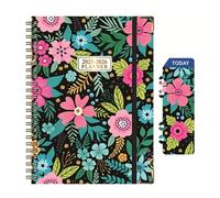 Agenda scolaire hebdomadaire et mensuel 2025-2026 de juillet 2025 à juin 2026, 6,5 x 21,8 cm, couverture rigide avec poche arrière, fermeture élastique, onglets mensuels, marque-page en PVC