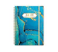 Agenda scolaire hebdomadaire mensuel 2024-2025 avec couverture rigide de poche, reliure à double spirale, élégant