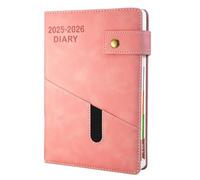 Agenda scolaire journalier 2025-2026 de juillet 2025 à juin 2026 avec onglets mensuels et panneaux latéraux colorés (21,6 x 15 cm) - Format A5 - Rose