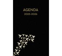 Agenda scolaire journalier 2025-2026-Origami - Oiseau - Pliage papier- Fond noir (12.85x19.84 cm) 1 page pour 2 jours