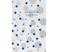 Agenda scolaire journalier 2025-2026-Pois Bleu, gris et blancs (13.34x20.32 cm) 1 page par jour