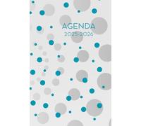 Agenda scolaire journalier 2025-2026-Pois Bleu turquoise, gris et blancs (12.85x19.84 cm) 1 page pour 2 jours