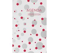 Agenda scolaire journalier 2025-2026 - Pois Framboise, gris et blancs (12.85x19.84 cm) - 1 page par jour
