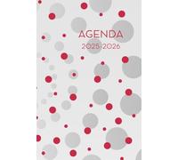 Agenda scolaire journalier 2025-2026-Pois Framboise, gris et blancs (13.34x20.32 cm) 1 page par jour