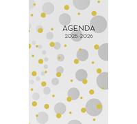 Agenda scolaire journalier 2025-2026-Pois Jaune- Gris et blancs (12.85x19.84 cm) 1 page pour 2 jours
