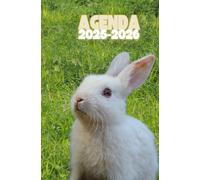 Agenda scolaire journalier 2025-2026-Thème animaux - Lapin blanc (13.34x20.32 cm) 1 page par jour