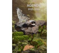 Agenda scolaire journalier 2025-2026-Thème Animaux-Loup (13.34x20.32 cm) 1 page par jour