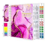 Agenda scolaire journalier mensuel 2025-2026 de janvier 2025 à juin 2026, onglets de page, page séparatrice, pochette, marque-page, autocollants, lot de notes adhésives 2025-2026, 20,1 x 24,9 cm,