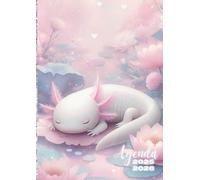 Agenda Scolaire: Kawaii Axolotl, Salamandre Mignon Cute, Rose, parme | Journalier, un Jour par Page | 12x17 cm Format Standard | Ecole Primaire CP CE1 ... | Couverture Souple | Pour Fille, enfant, Ado