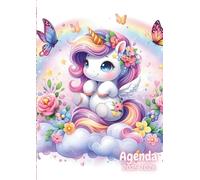 Agenda Scolaire: Licorne, Arc en ciel, Kawaii | Un Jour par Page, Journalier | 12x17 cm, Format Standard | Planificateur, Organisateur Scolaire, ... Fille | Girly, Etoile, Rose, Violet, Bleu