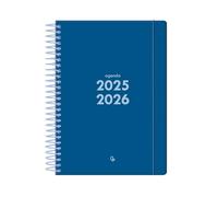 Agenda scolaire Liderpapel 25-26 à spirale basique bleu foncé 2 jours page A5 bilingue papier FSC 70 g.