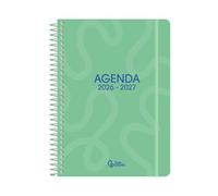 Agenda scolaire Liderpapel année scolaire 2026-2027 à spirale classique format A5 bilingue 70 g papier FSC Vert