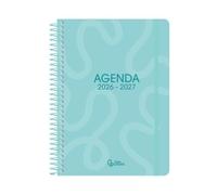 Agenda scolaire Liderpapel année scolaire 2026-2027 à spirale classique un jour par page A5 bilingue 70 g papier FSC (turquoise)