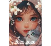 Agenda scolaire manga fille chat: Journalier : Un jour par page | 12x17 cm | Primaire, Collège, Lycée, Ado | CP CE1 CE2 CM1 CM2 6ème 5ème 4ème 3ème | ... 2025 2026 | Pastel, Rose, vert, fleurs | cute