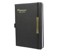 Agenda Scolaire Portable Noir en Pu et Papier pour Planifier