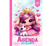 Agenda scolaire Princesse Licorne: CP, CE1, CE2, CM1 et CM2 | Organisateur et Planificateur Journalier avec illustrations - 2 jours par page