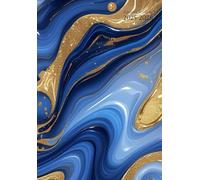 Agenda Scolaire Semainier A5 Horizontal: 1 semaine sur 2 pages - Marbre Bleu et Or - Petit Format En Francais - Sans Spirale - Couverture Souple - ... Primaire, College, Lycee, et Université.