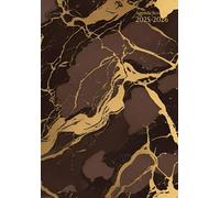 Agenda Scolaire Semainier A5 Horizontal: 1 semaine sur 2 pages - Marbre Marron et Or - Petit Format En Francais - Sans Spirale - Couverture Souple - ... Primaire, College, Lycee, et Université.