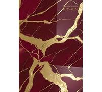 Agenda Scolaire Semainier A5 Horizontal: 1 semaine sur 2 pages - Marbre Rouge et Or - Petit Format En Francais - Sans Spirale - Couverture Souple - ... Primaire, College, Lycee, et Université.