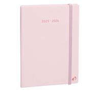 QUO VADIS - Agenda 16 mois - 2025-2026 - Plan Week - Semainier Notes - Multilingue - Pastel - Rose clair - 16 mois de septembre à décembre - 16x24 cm