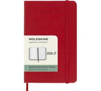 Moleskine Agenda hebdomadaire 2026-2027 – 18 mois, rigide, élastique, rouge 9x14 cm