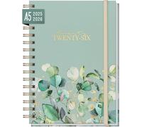 Agenda Semainier 2025 2026 A5 "Feuilles Mentholées" Weekly Planner Spirale Pour 18 Mois (Jul 25 - Dec 26) Dans Les Langues : En/Fr/It/Es - Durable Et Respectueux Du Climat