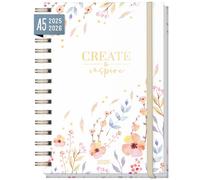 Agenda semainier 2025 2026 A5 "Fleurs douces" Weekly planner spirale pour 18 mois (Jul 25 - Dec 26) dans les langues : EN/FR/IT/ES - durable et respectueux du climat
