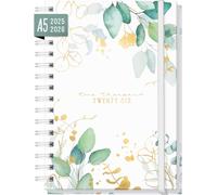 Agenda Semainier 2025 2026 A5 "Gold Leaf" Weekly Planner Spirale Pour 18 Mois (Jul 25 - Dec 26) Dans Les Langues : En/Fr/It/Es - Durable Et Respectueux Du Climat