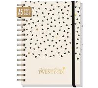 Agenda semainier 2025 2026 A5 "Golden Hearts" Weekly planner spirale pour 18 mois (Jul 25 - Dec 26) dans les langues : EN/FR/IT/ES - durable et respectueux du climat