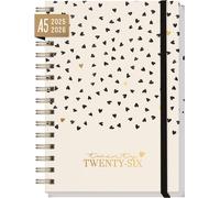 Agenda Semainier 2025 2026 A5 "Golden Hearts" Weekly Planner Spirale Pour 18 Mois (Jul 25 - Dec 26) Dans Les Langues : En/Fr/It/Es - Durable Et Respectueux Du Climat