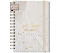 Agenda semainier 2025 2026 A5 "Sparkling Leaf" Weekly planner spirale pour 18 mois (Jul 25 - Dec 26) dans les langues : EN/FR/IT/ES - durable et respectueux du climat