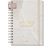 Agenda Semainier 2025 2026 A5 "Sparkling Leaf" Weekly Planner Spirale Pour 18 Mois (Jul 25 - Dec 26) Dans Les Langues : En/Fr/It/Es - Durable Et Respectueux Du Climat