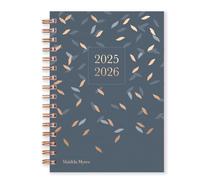 Agenda semainier 2025-2026 avec reliure à spirales or rose et couverture rigide - Format A5 - De juillet à juillet - Gris